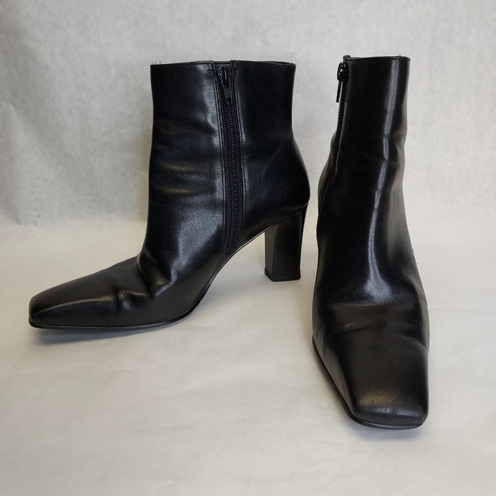 Preview International Leather Pixi Ankle Boots Women's 8 Black Heeled Luxury